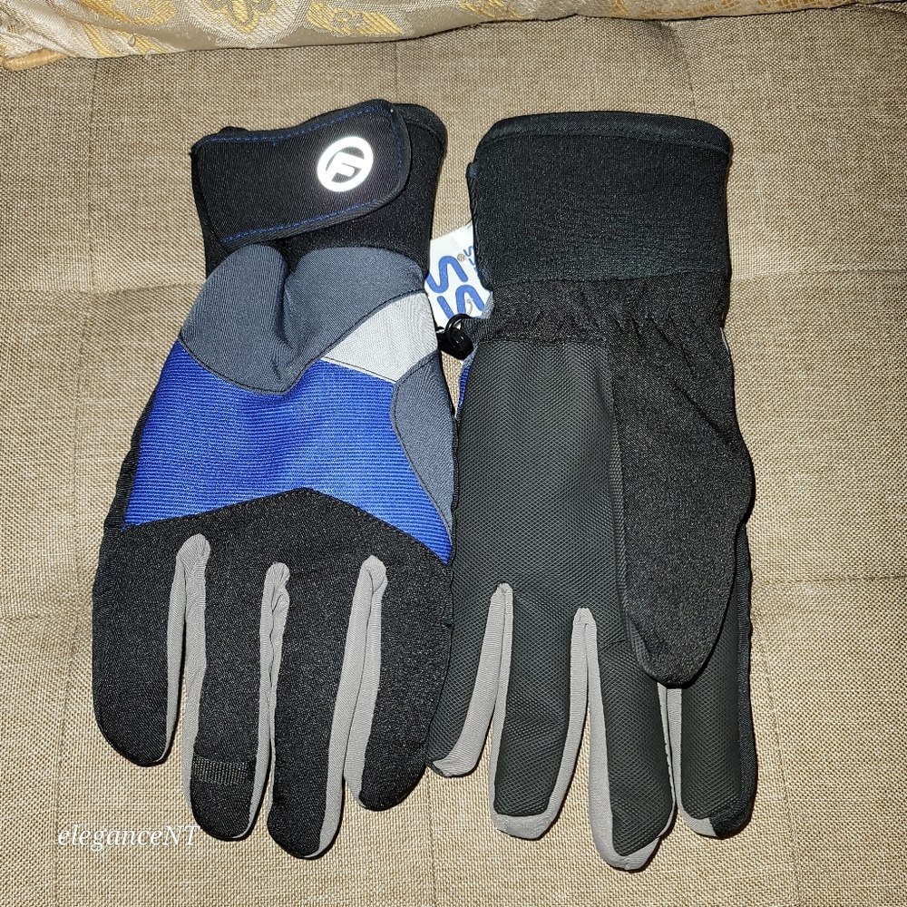 Insulated Kids / Youth Winter Black/Blue/Gray Gloves L/XL NWT